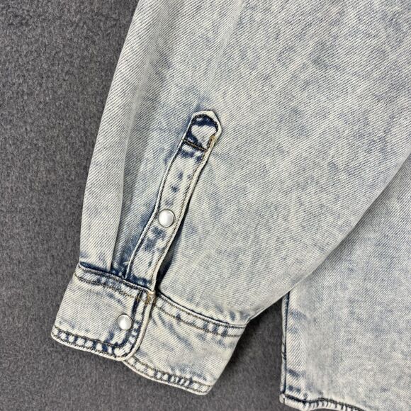 Wild Fable Denim Shirt Womens Large Light Wash Snap Front Shacket 100% Cotton - Picture 15 of 16